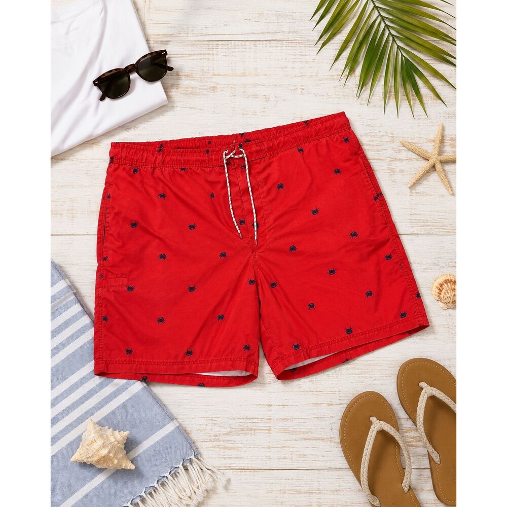 The Foundry Supply Co Swim Trunks Mens 6XL Red Crab Print Drawstring Big Size